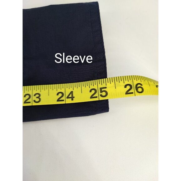 Tory Burch Brigitte Roll Tab Navy Blue Cotton Blouse Size 8 - Picture 10 of 11